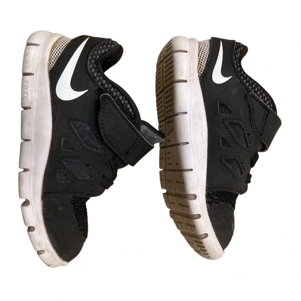 3/$20 Nike Black Infant Toddler Sneakers Athletic Shoes White Logo Size 6
